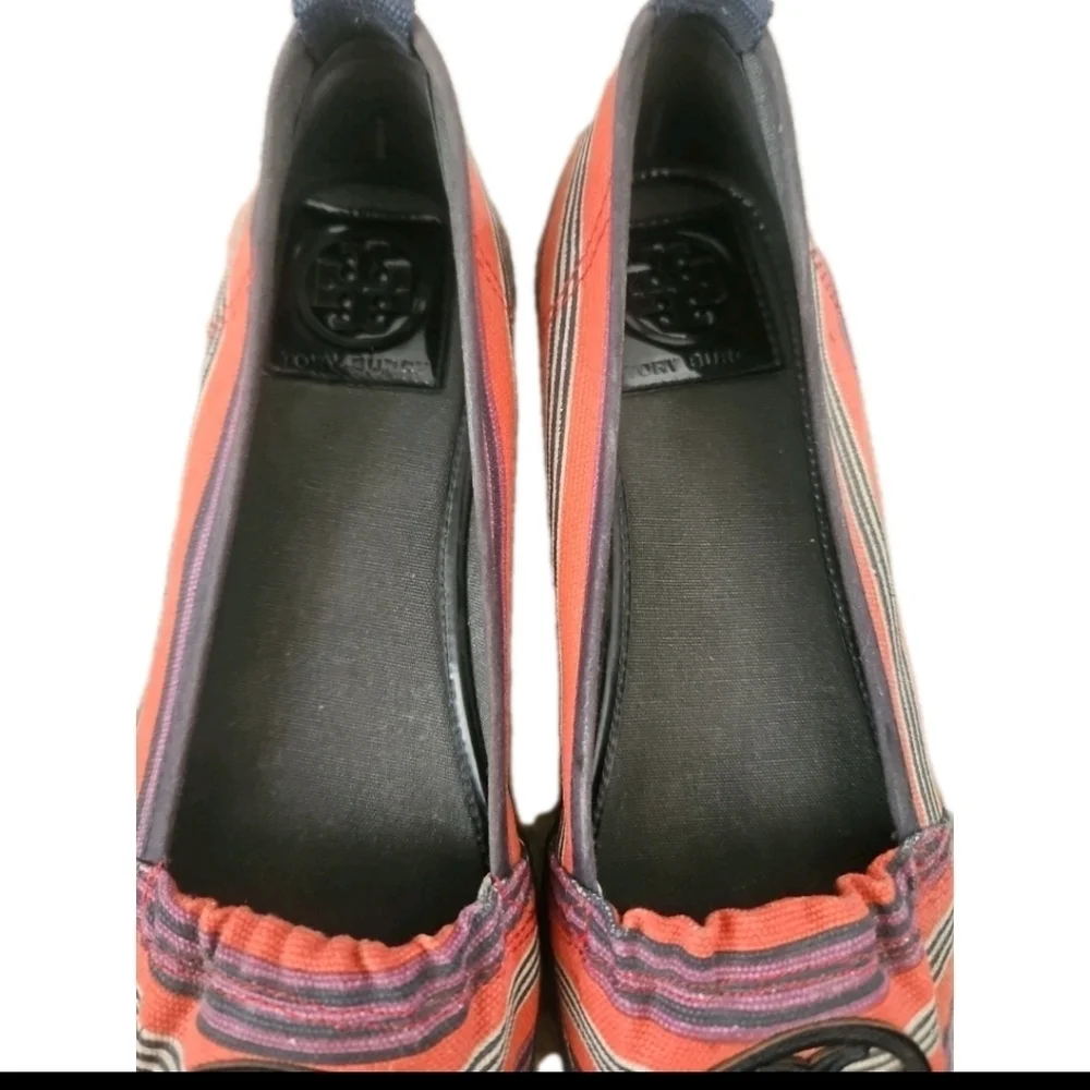 Tory Burch Womens Canvas Striped Raymond Flat 6.5
